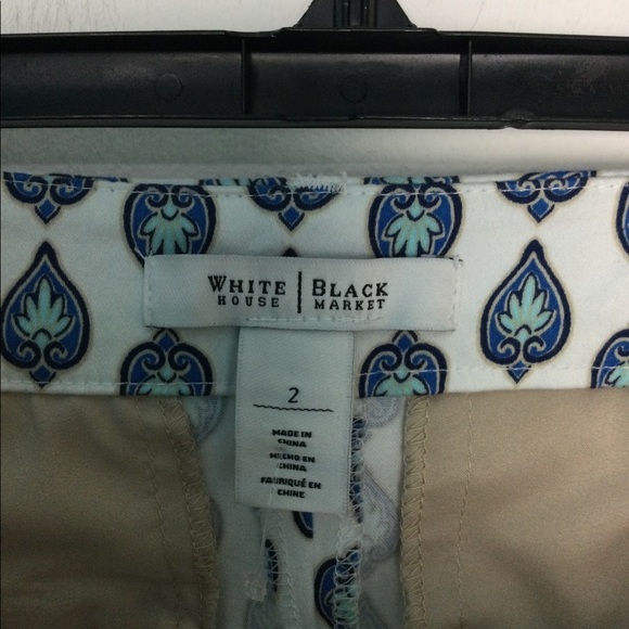 Women's White House Black Market 2 XS XSmall Khakis Chino Shorts Black Blue NWOT - Picture 6 of 7